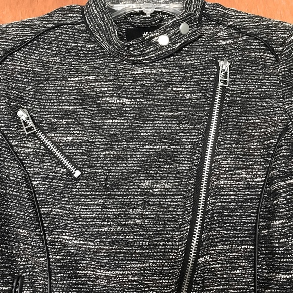 H&M metallic tweed moto style blazer jacket size 6 - Picture 4 of 7